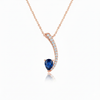 Pear Shaped Natural Blue Tanzanite & Diamond Curved Pendant