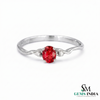 Oval Red Ruby Engagement Style Ring - Minimalist Ruby Ring