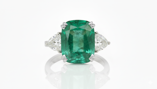 9.50 carat Cushion Shape Natural Emerald Cut Triangle Diamond Promise Ring 14k Gold Engagement Gift