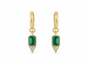 Emerald cut Natural Emerald Green Stone Dangle Earrings Diamond Accent Dangles