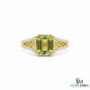 Natural Green Peridot & Diamond Ring – Emerald Cut in 14k and 18k Gold