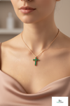 2.10 carat Elegant Round Natural Emerald Cross Pendant Faith Jewelry Gift