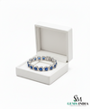 Heart Shape Lab Grown Blue Sapphire & Diamond Halo Bracelet - Romantic gift for her