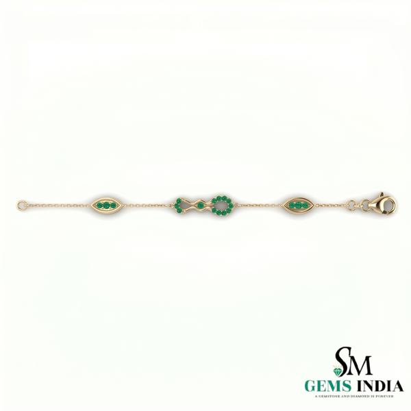 Emerald Station Chain Bracelet with Infinity Center – Minimal Gold Jewelry
