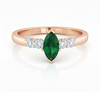 Marquise Cut Emerald and Diamond Ring in 14K Gold Elegant Gemstone Engagement Ring