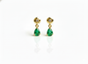1.90 carat Pear Shape Natural Emerald and Diamond 14k Gold Stud Earrings