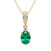 2.80 carat Elegant Oval Emerald and Diamond Pendant may Birthstone Necklace