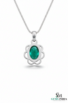 Vintage Style Oval Emerald Gold Pendant – Elegant Floral Frame