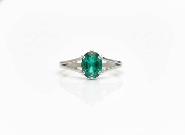 Cushion Cut Natural Emerald 2 carat Engagement Ring in 14K Gold Minimalist Fine Jewelry