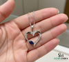 Oval shape Blue Sapphire & Diamond Heart Pendant - Fine Gold Jewelry