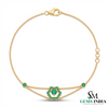 Emerald Cluster Flower Bracelet with Dual Chain – Minimal Gold Bracelet