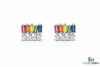 Multi Color Sapphire Baguette Stud Earrings with Diamond Accent