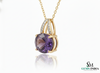 Oval Cut Amethyst & Diamond Drop Pendant– Minimal Diamond Accent