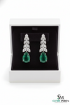 Pear Shape Emerald & Diamond Drop Earrings - Luxury Bridal Jewelry