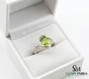 Oval Green Peridot Twist Ring with Diamond Accents - Peridot engagement ring