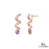 Pear Cut Blue Tanzanite & Diamond Spiral Drop Earrings in 14k and 18kk Gold
