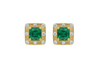 Octagon Natural Emerald & Diamond Halo Stud Earrings in 14k gold