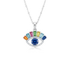 Rainbow Evil Eye Pendant Multicolor Baguette Gemstones in Gold