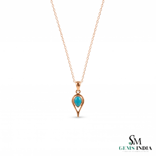 Elegant Turquoise Teardrop Pendant in 14K Gold – Minimalist Statement Jewelry