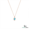 Vintage Turquoise Oval Pendant With Diamond Accent Swirl Design - Anniversary Gift