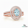 Oval Cut Aquamarine Diamond Ring with Split Shank - Promise Ring