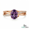 Oval Amethyst Criss Cross Ring in Gold with Diamond Accents