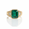 Natural Emerald And Triangle Diamond Ring 10.20 Carats Engagement Ring in 14K gold