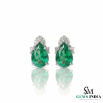 Teardrop Emerald & Diamond Stud Earrings – Elegant Fine Jewelry