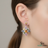 Oval shape Starburst Multicolor Gemstone Star Earrings – Vibrant Statement Dangle Design