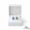 Royal Pear Blue Sapphire & Diamond Stud Earrings - Bridal Sapphire Earrings