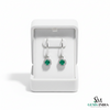 Round Emerald Halo Diamond Drop Leverback Earrings - Fine Gemstone Jewelry