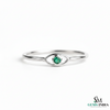 Delicate Natural Emerald Eye Symbol Fine Gold Band Ring - Minimalist emerald ring
