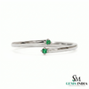 Emerald Bypass Ring in 14K Gold - Open Two Stone Adjustable Minimal Ring