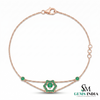 Emerald Cluster Flower Bracelet with Dual Chain – Minimal Gold Bracelet
