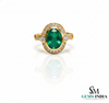 Elegant Oval Cut Natural Emerald Promise Ring with Sparkling Diamonds Accent