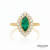 Classic Emerald Halo Ring Marquise Cut Green Stone in 14K Gold Fine Jewlery Gift for Her