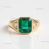 10.20 Carats Natural Emerald And Diamond Men's Ring May Birthstone Ring