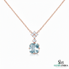March Birthstone Octagon Cut Aquamarine & Diamond Pendant - Blue Gemstone Jewelry