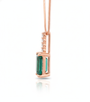 2.10 carat Emerald Cut Natural Emerald Pendant Necklace in 14k gold with Diamond Accent Bail Design