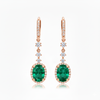 Gold Drop Earrings with Oval Natural Emerald and Diamond Accents Fine Gold Jewelry