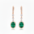 Gold Drop Earrings with Oval Natural Emerald and Diamond Accents Fine Gold Jewelry