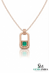 Octagon Emerald Green Gemstone Pendant For Woman - Gift for Her