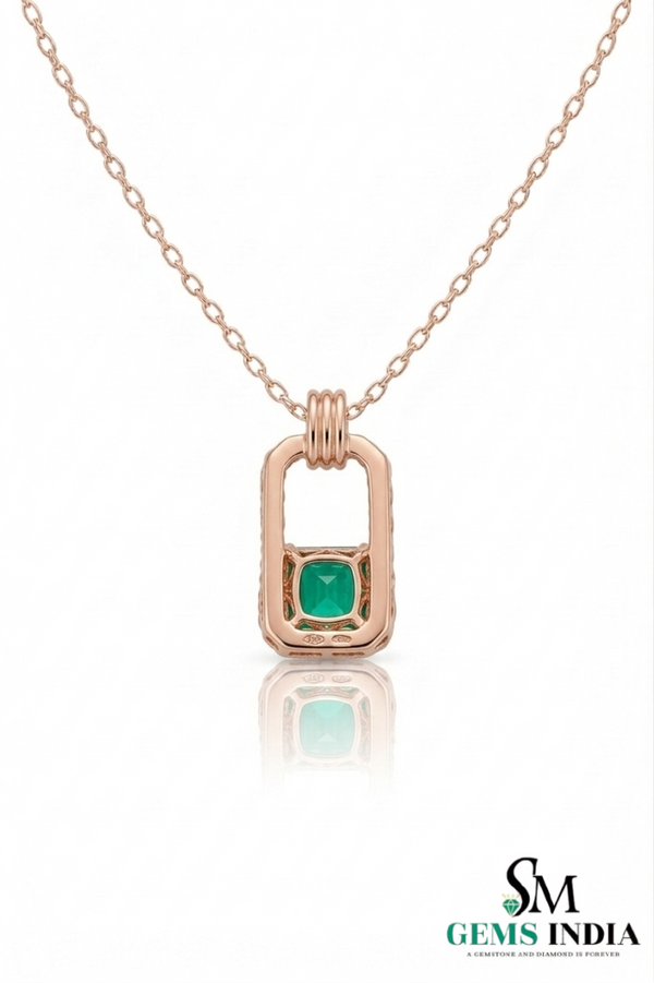 Octagon Emerald Green Gemstone Pendant For Woman - Gift for Her