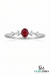 Oval Ruby Ring with Diamond Flower Accents Delicate July Birthstone Ring