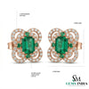 Designer Emerald cut Emerald and Round Emerald& Diamond Statement Stud Earrings