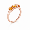 Three Stone Oval Orange Citrine Ring - Oval solitaire citrine ring