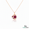 Round Cut Natural Ruby & Diamond Crescent Moon Pendant