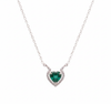Romantic Natural Emerald Heart Necklace Green Gemstone with Diamond Frame Symbol of Love and Elegance