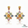 Oval shape Starburst Multicolor Gemstone Star Earrings – Vibrant Statement Dangle Design