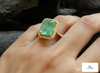 4.50 Carat Natural Emerald and Diamond Halo Ring in 14K Gold Emerald Cut Engagement Ring